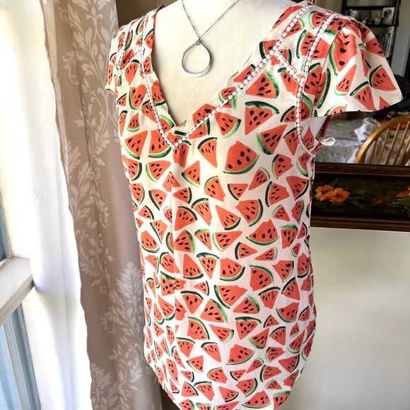 Maeve Watermelon Short Sleeve Blouse - Picture 4 of 5